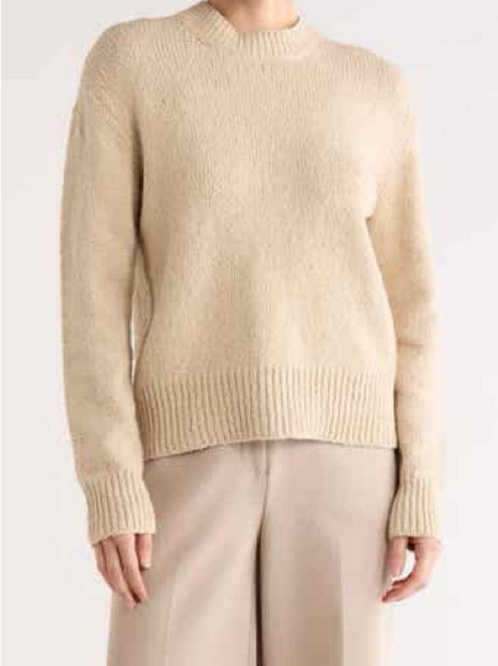 Vince 100% Cashmere Side Slit Camel Crewneck Sweater